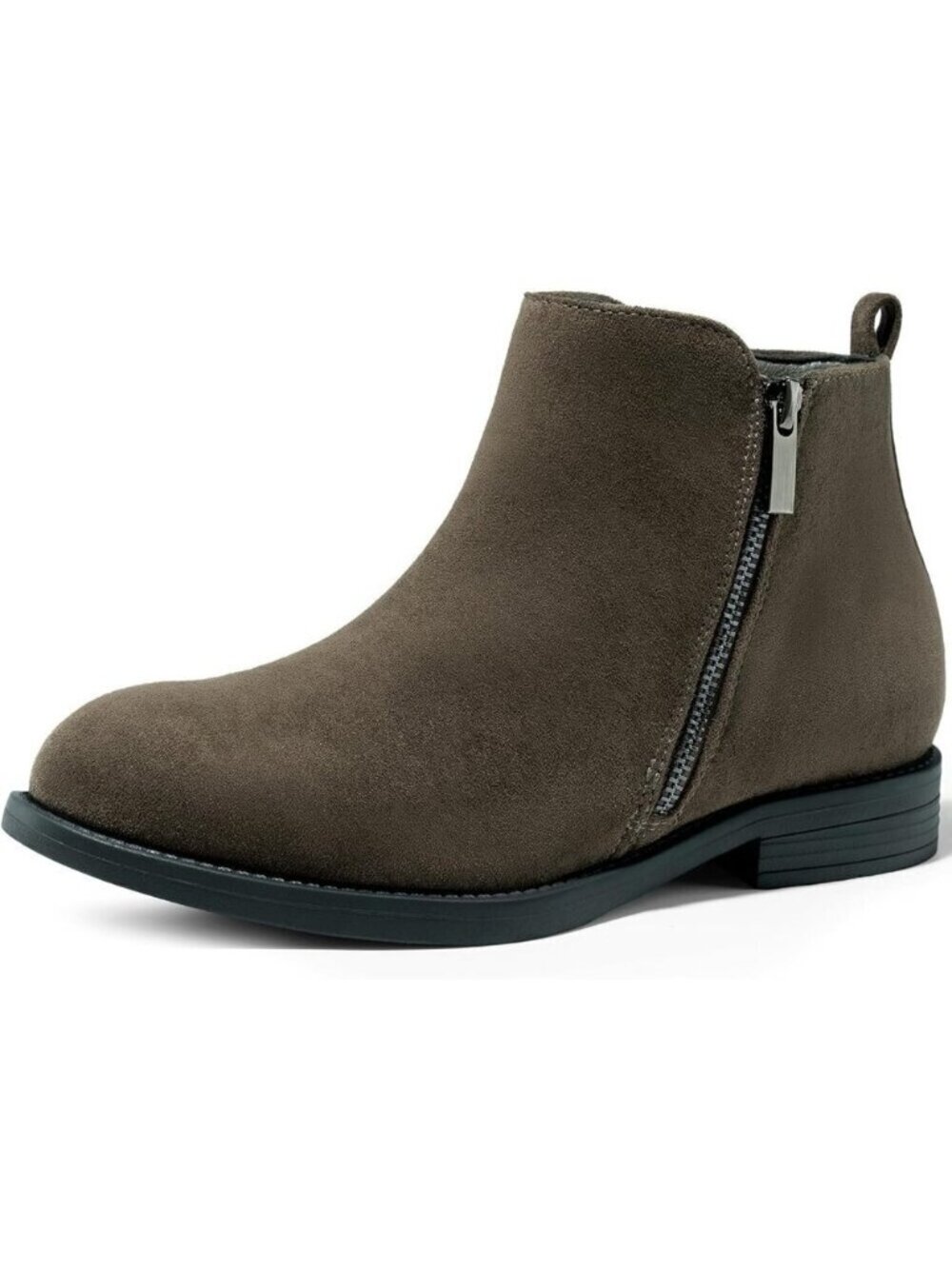 Women's Khaki Ankle Boots Short Flat Low Heel Dress Chelsea Casual Classic